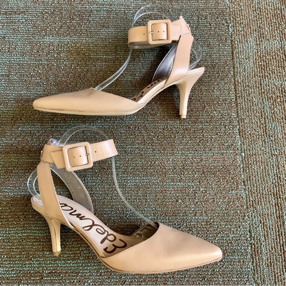 Sam Edelman Beige Okala Ankle Strap Pointed Toe Dress Pumps Heels, size 8 EU 39 - Picture 4 of 12